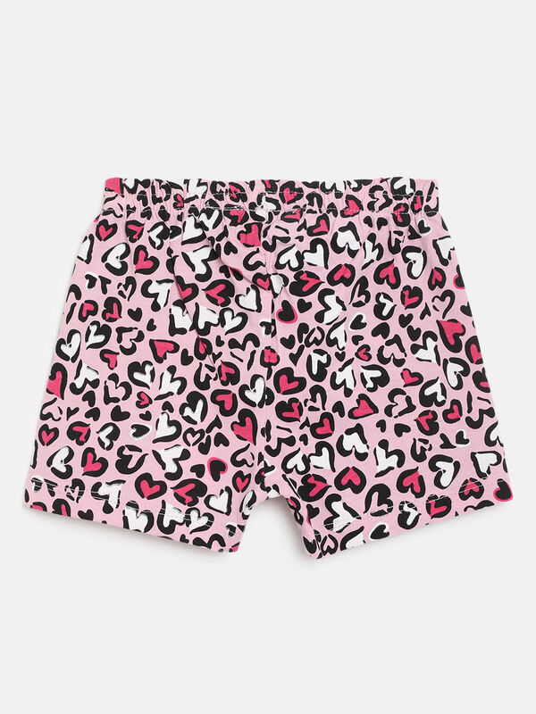 Girls Medium Pink Printed Short Trousers image number 1